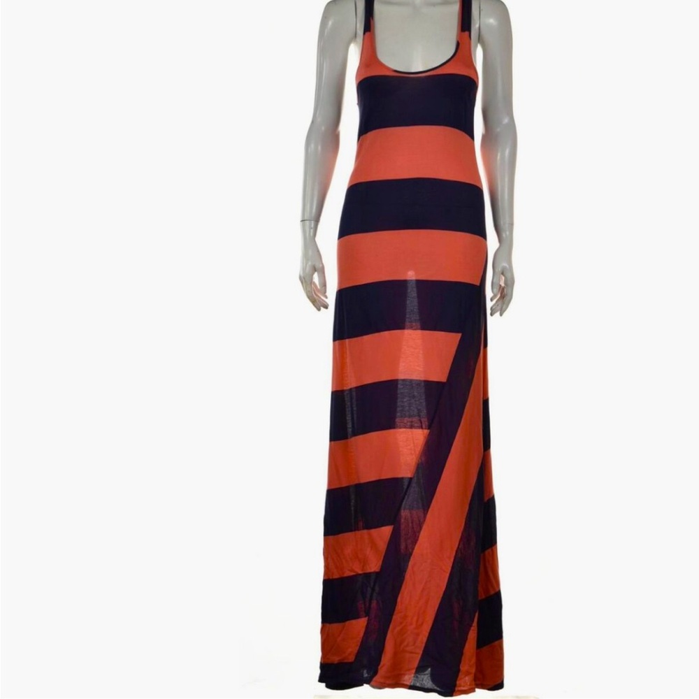 SPLENDID - Women’s Summer Maxi Dress - SIZE M - Coral / Navy Striped
